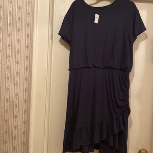 Banana Republic navy blue NWT cotton flounce dress.